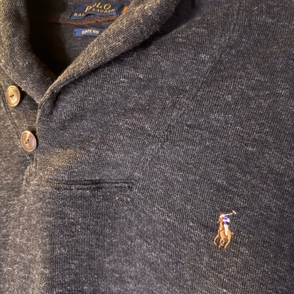 Polo by Ralph Lauren Charcoal Shawl Collar Sweatshirt - Picture 3 of 5